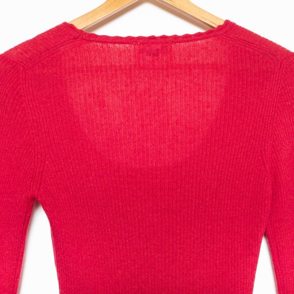 SOLD - Rouje Terry Alpaca Wool Red Knit Long Sleeve Top - FR 36 / US 4 / S - Picture 4 of 12